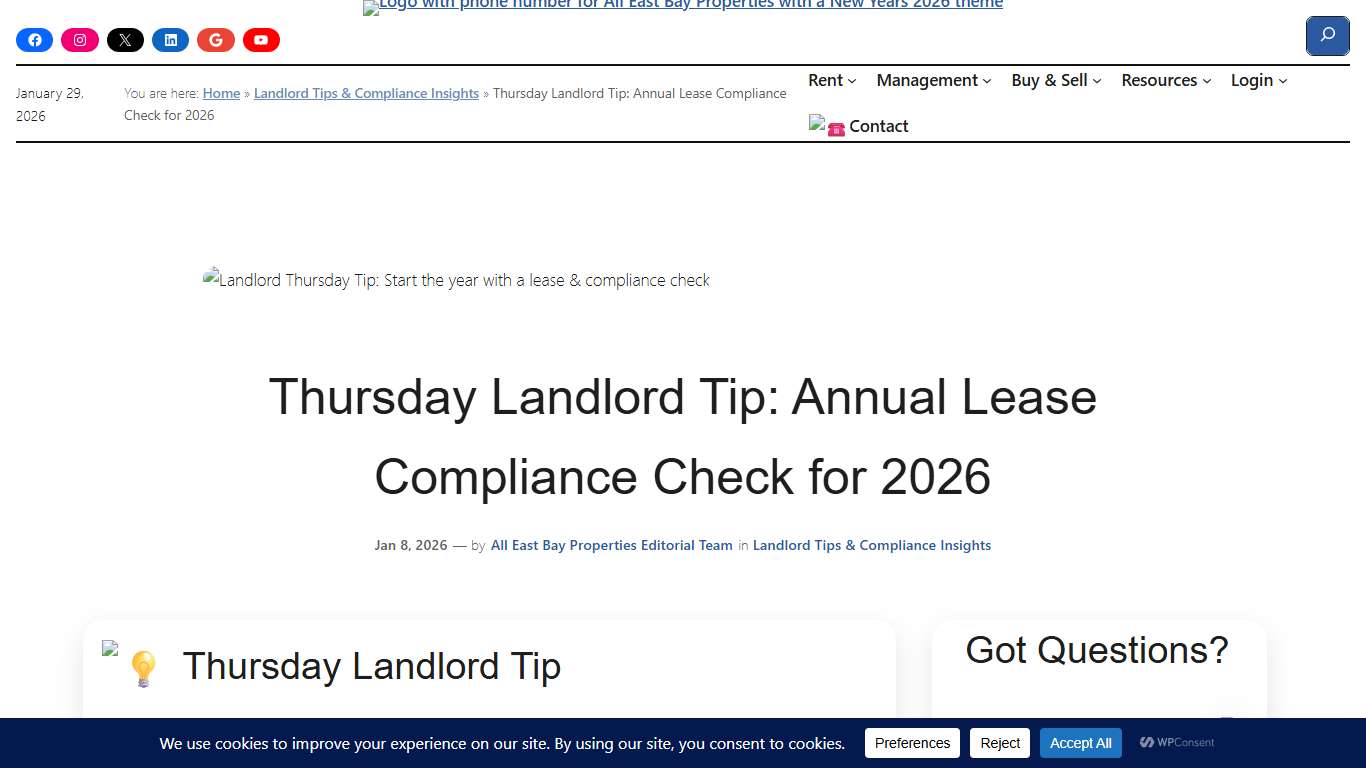 Annual Landlord Compliance Check - California Lease Audit for 2026